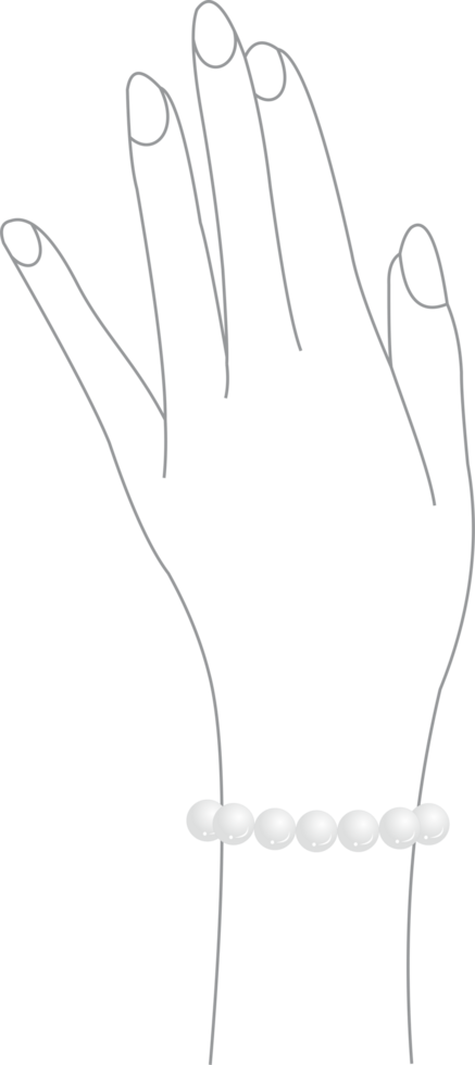 White pearl bracelet on hand model png