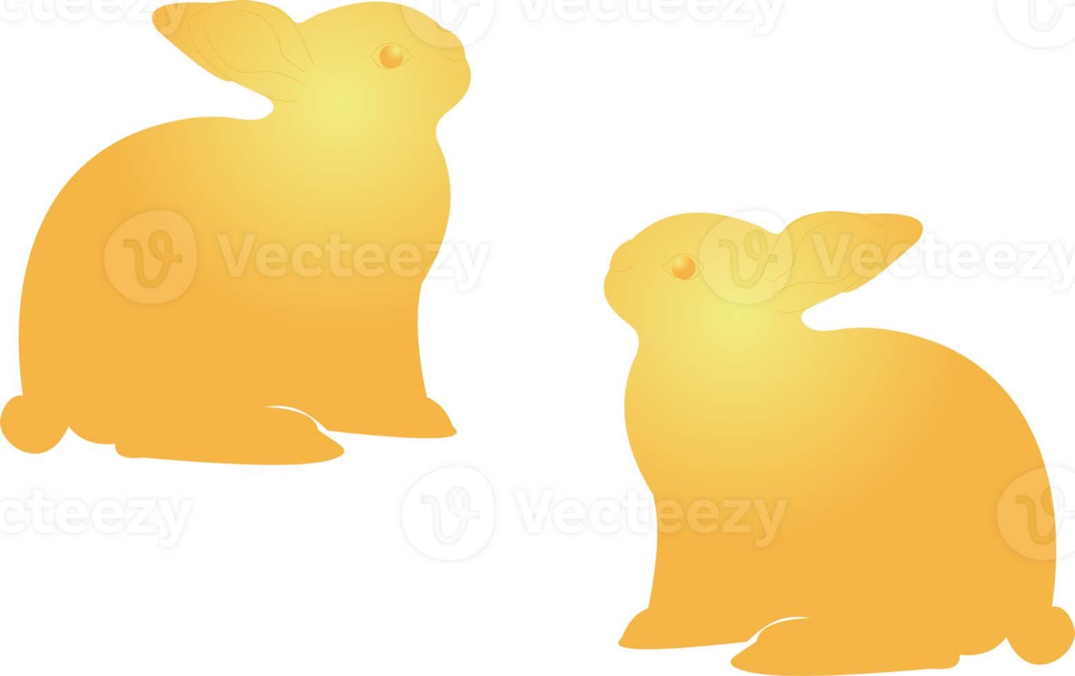 Gold earring rabbit 24170510 PNG