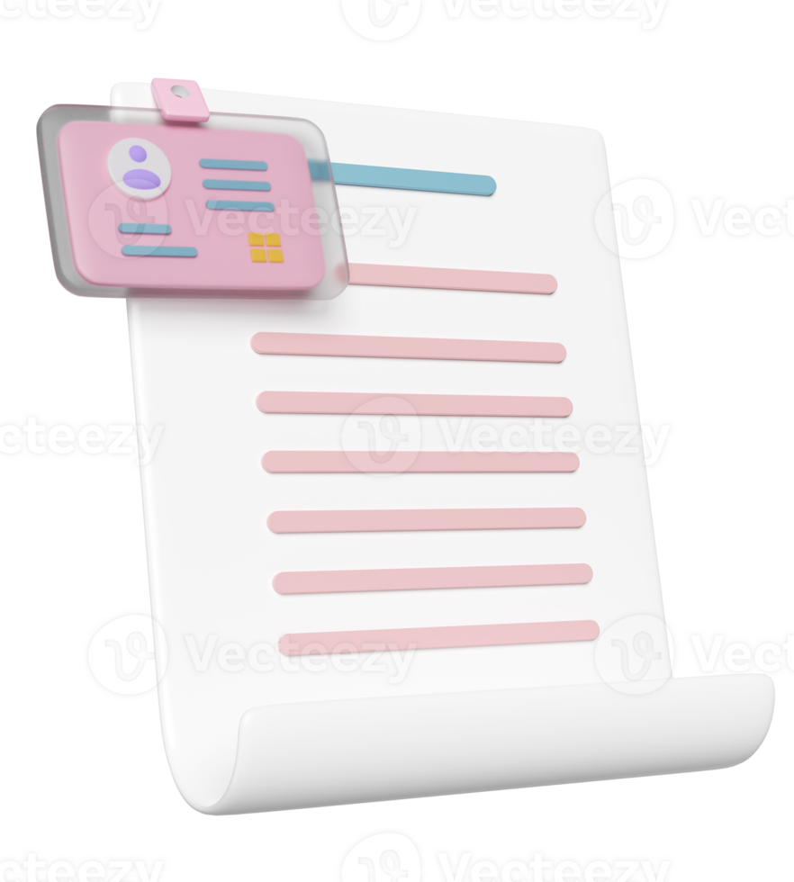 3d machen, 3d Ich würde Karte mit Checkliste Papier, Zwischenablage isoliert. Geschäft Person Karte, Job Anwendung, Rekrutierung Mitarbeiter, Mensch Ressourcen, Job suchen, Plastik Karte Konzept png