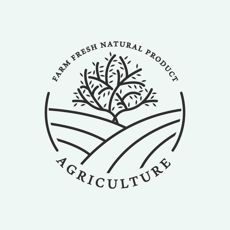 farm fresh logo line art icon design vector