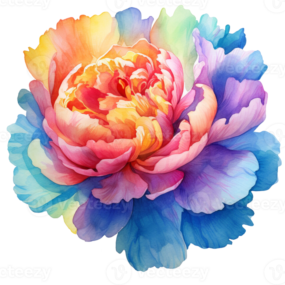 Beautiful Multicolor Peony Flower Watercolor png