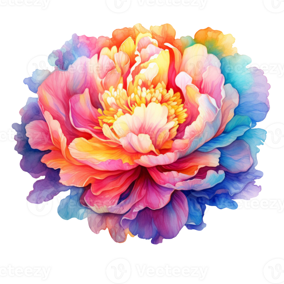 Beautiful Multicolor Peony Flower Watercolor png