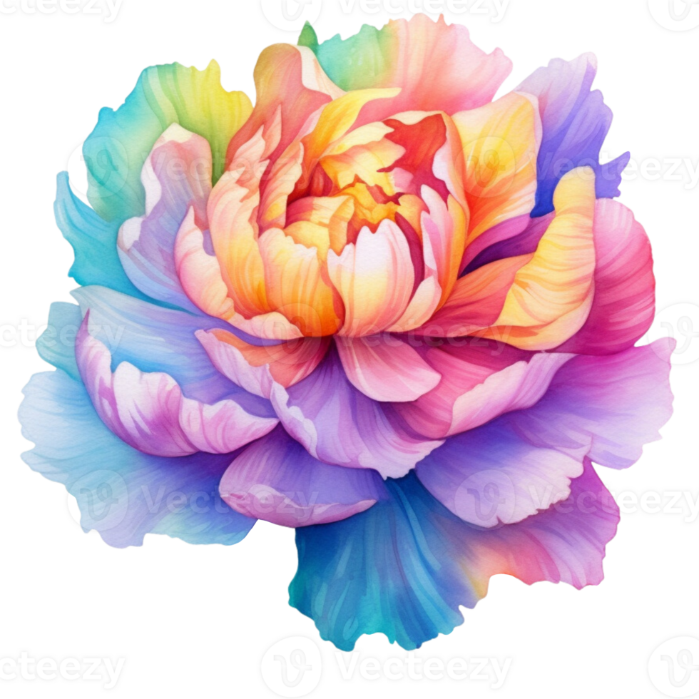 Beautiful Multicolor Peony Flower Watercolor png
