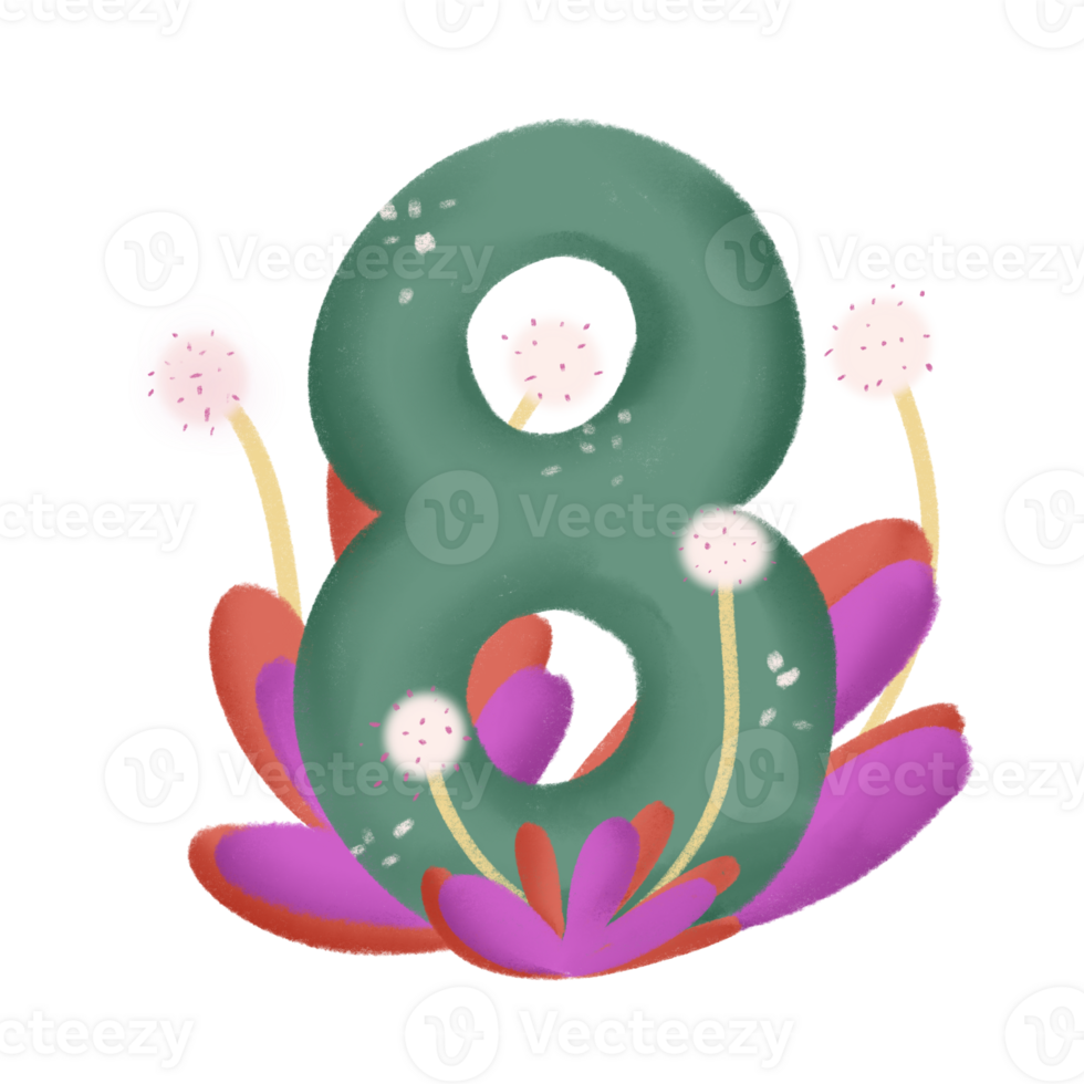 flower number cute and beautiful png