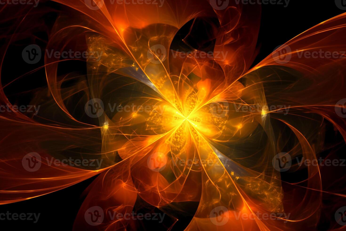 Lazer light fractals, orange and yellow. photo