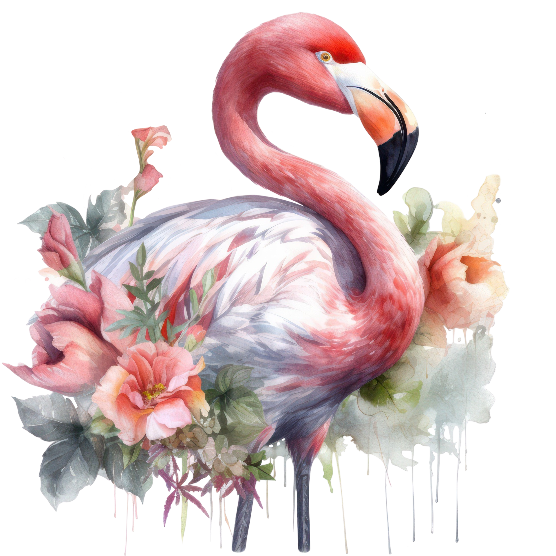 Watercolor flamingo sublimation png t-shirt design By Flamingo