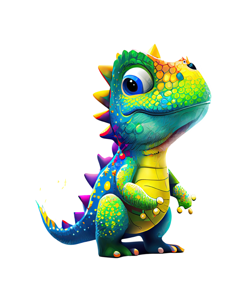 bebê colorida dinossauro sublimação aguarela camiseta projeto, transparente fundo, ai gerado png