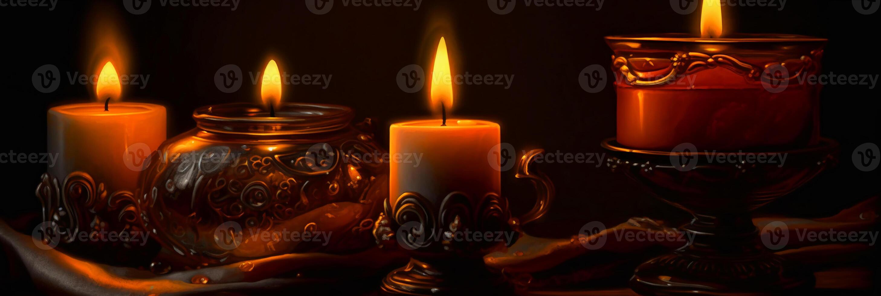 Candlelight, realistic photography background. photo