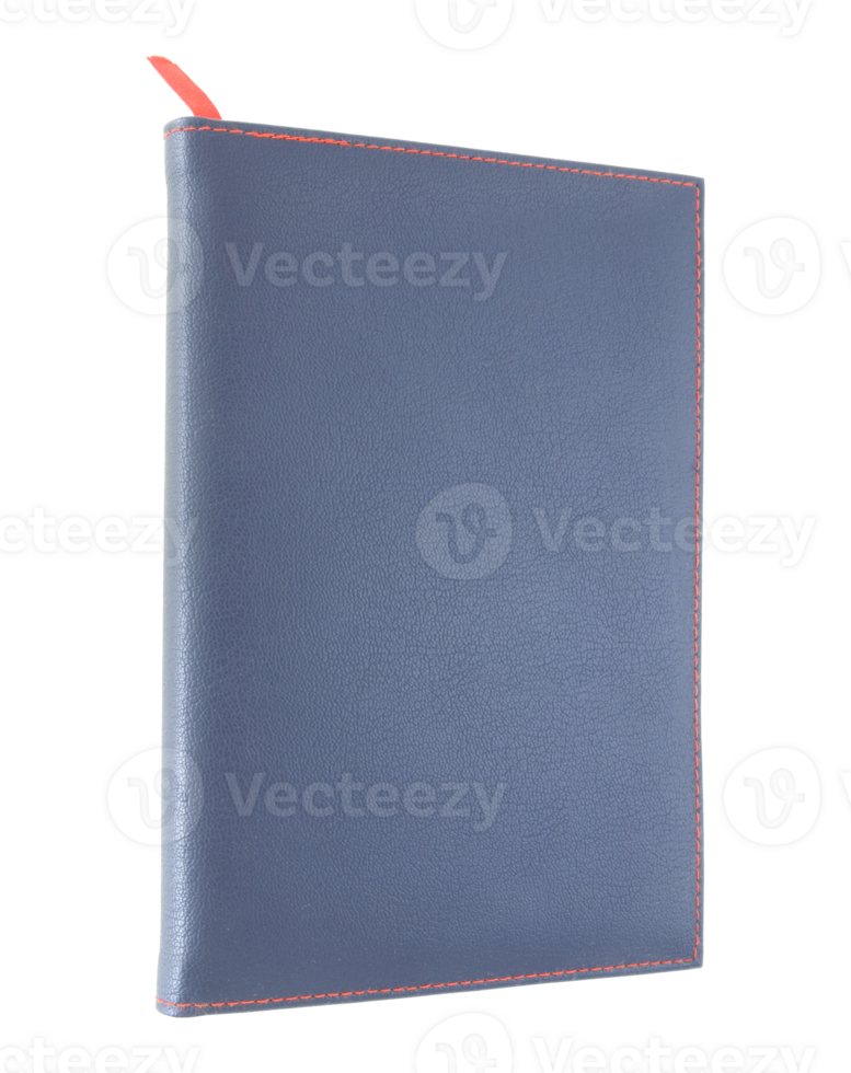 Blue empty leather book isolated with clipping path for mockup png
