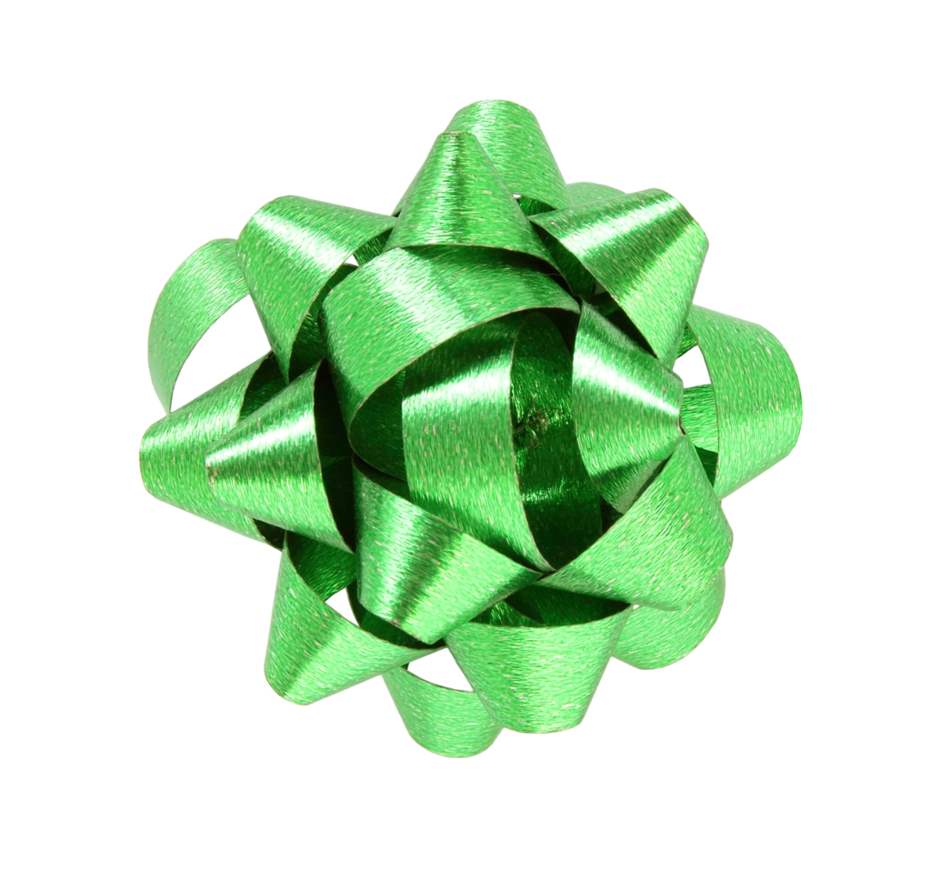 green gift bow isolated with clipping path png
