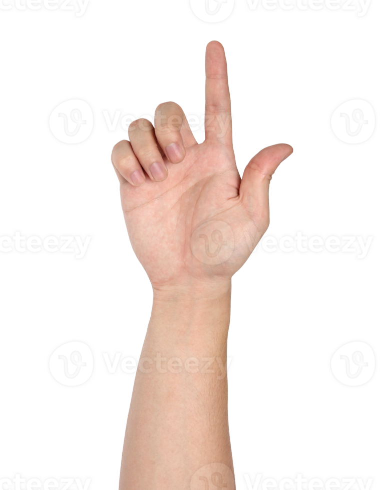 Hand pointing touching or pressing isolated with clipping path png