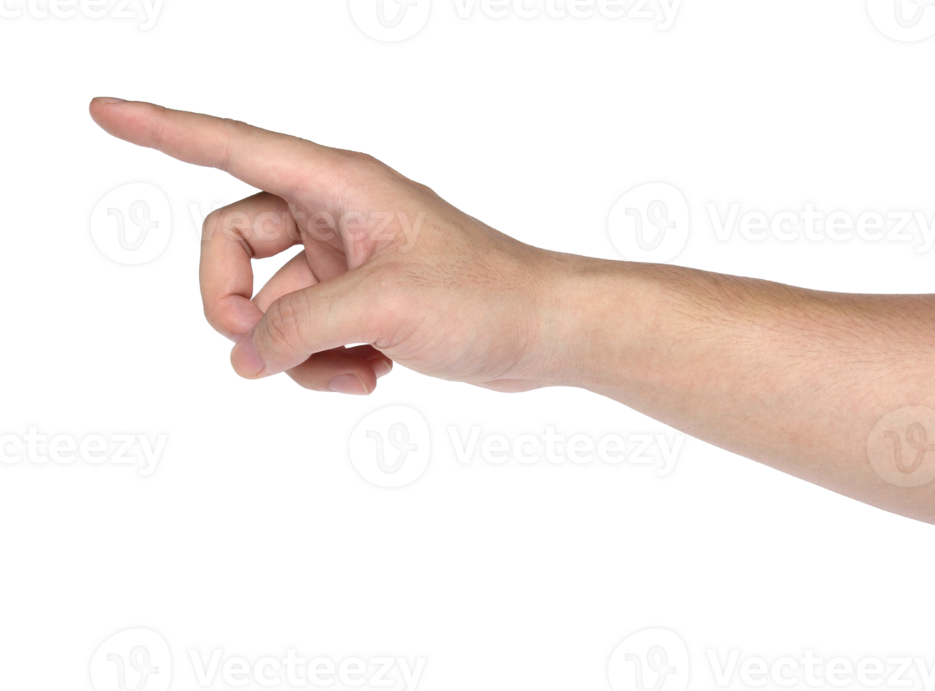 Hand pointing touching or pressing isolated with clipping path png