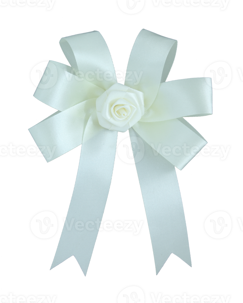 White satin gift bow. Ribbon. Isolated with clipping path png