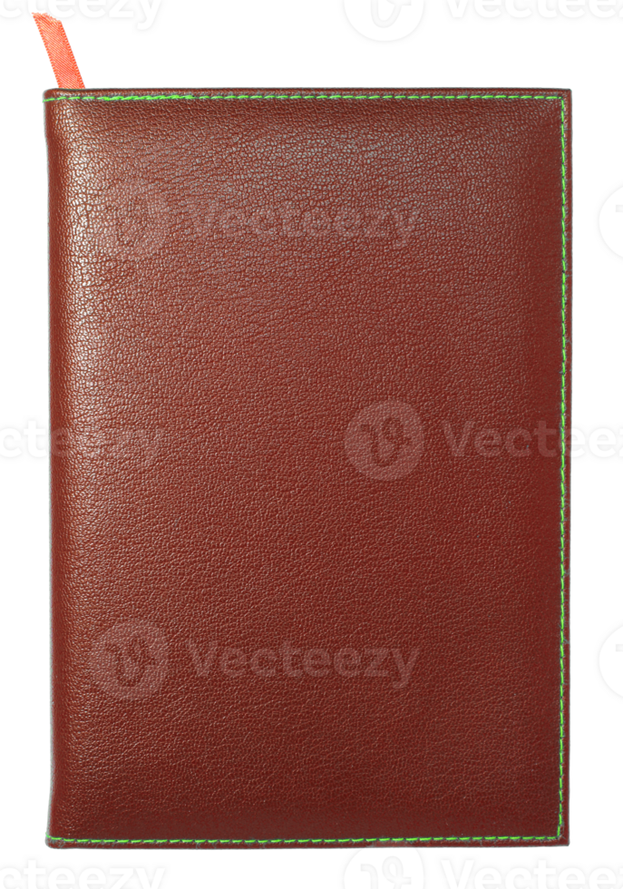 red leather notebook isolated with clipping path for mockup png