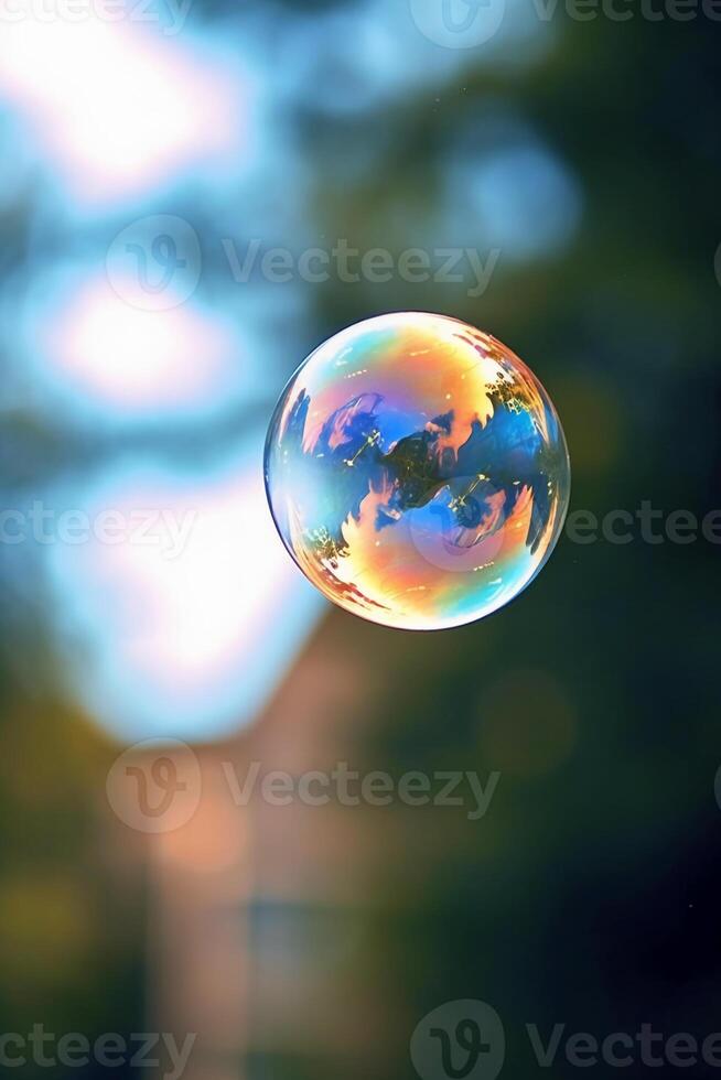 photograph of a single floating clear soap. photo