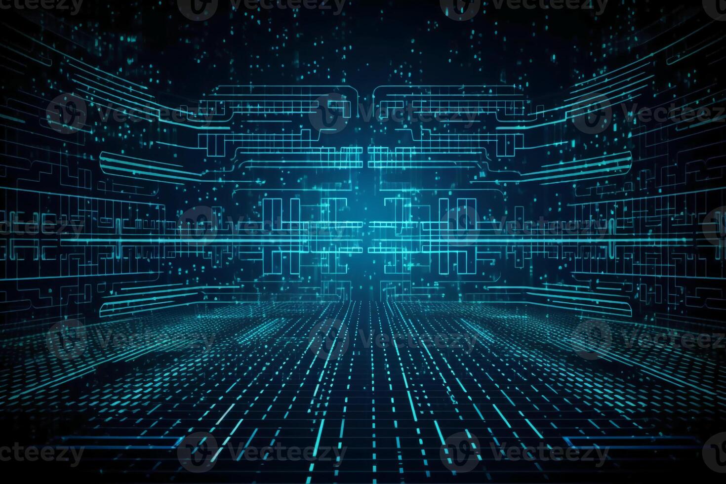 big data, internet network, digital technology with binary computer code on virtual screen, illustration. photo