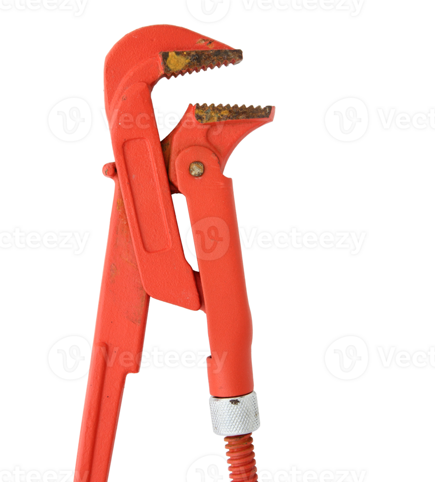 Old red wrench isolated with clipping path png
