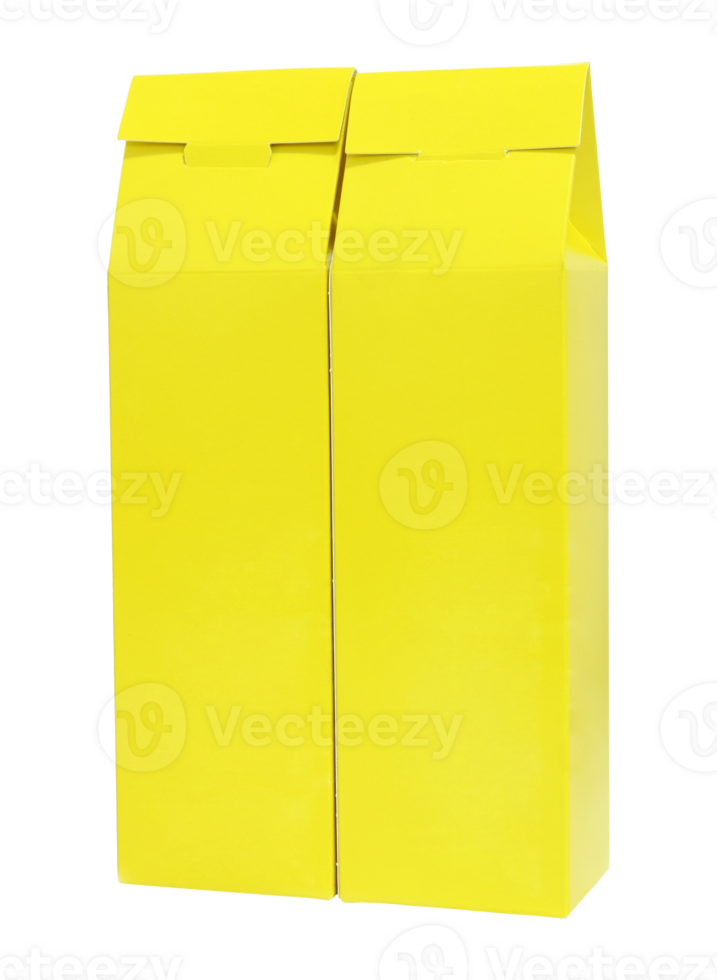 Yellow package box isolated with clipping path for mockup png