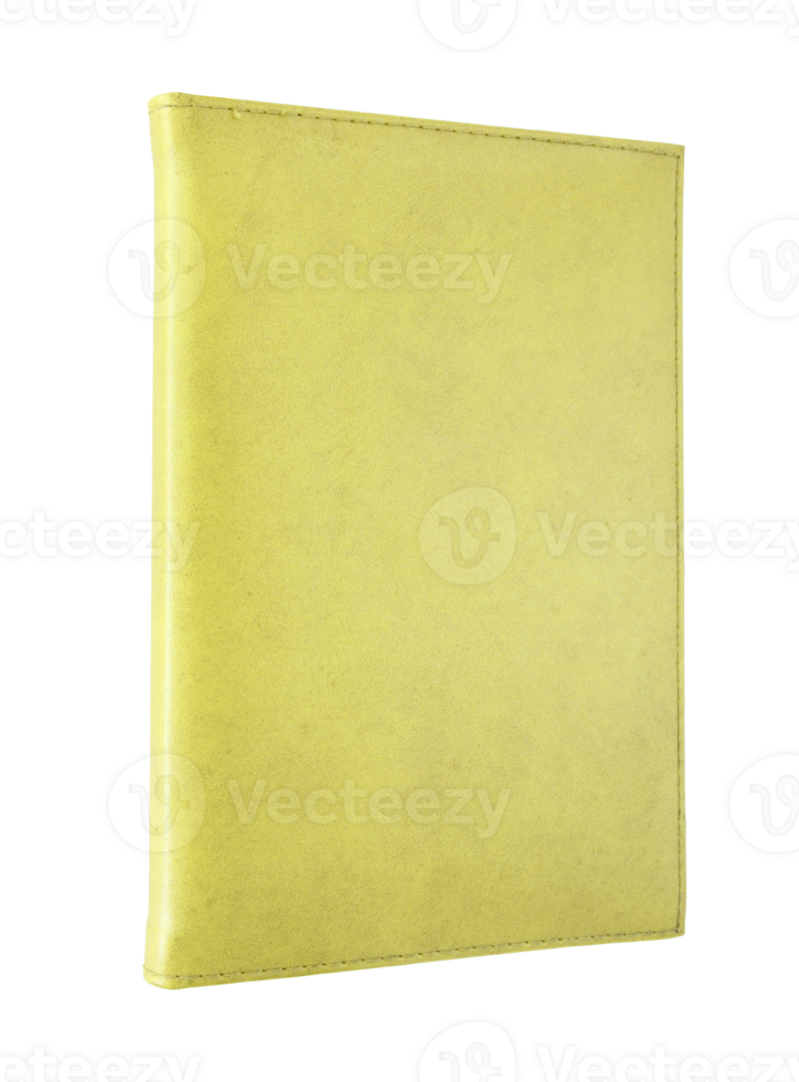 Yellow empty leather book isolated with clipping path for mockup png