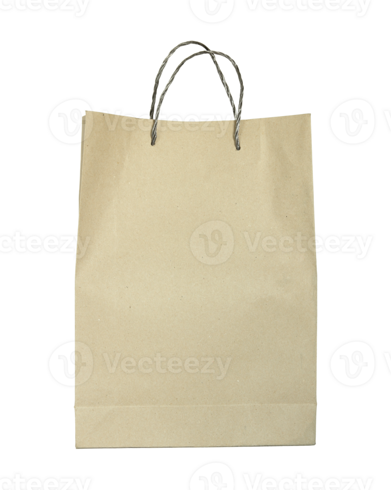 Brown paper bag isolated with clipping path for mockup png