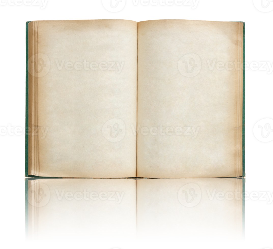 Old book open isolated with reflect floor for mockup png