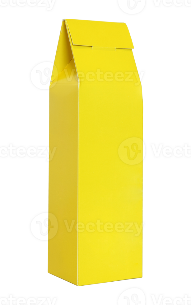 Yellow package box isolated with clipping path for mockup png