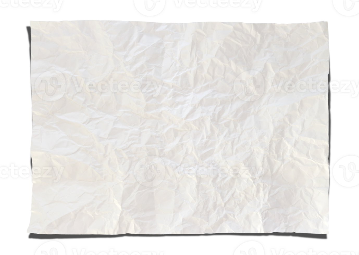 Wrinkled White paper isolated with clipping path for mockup png