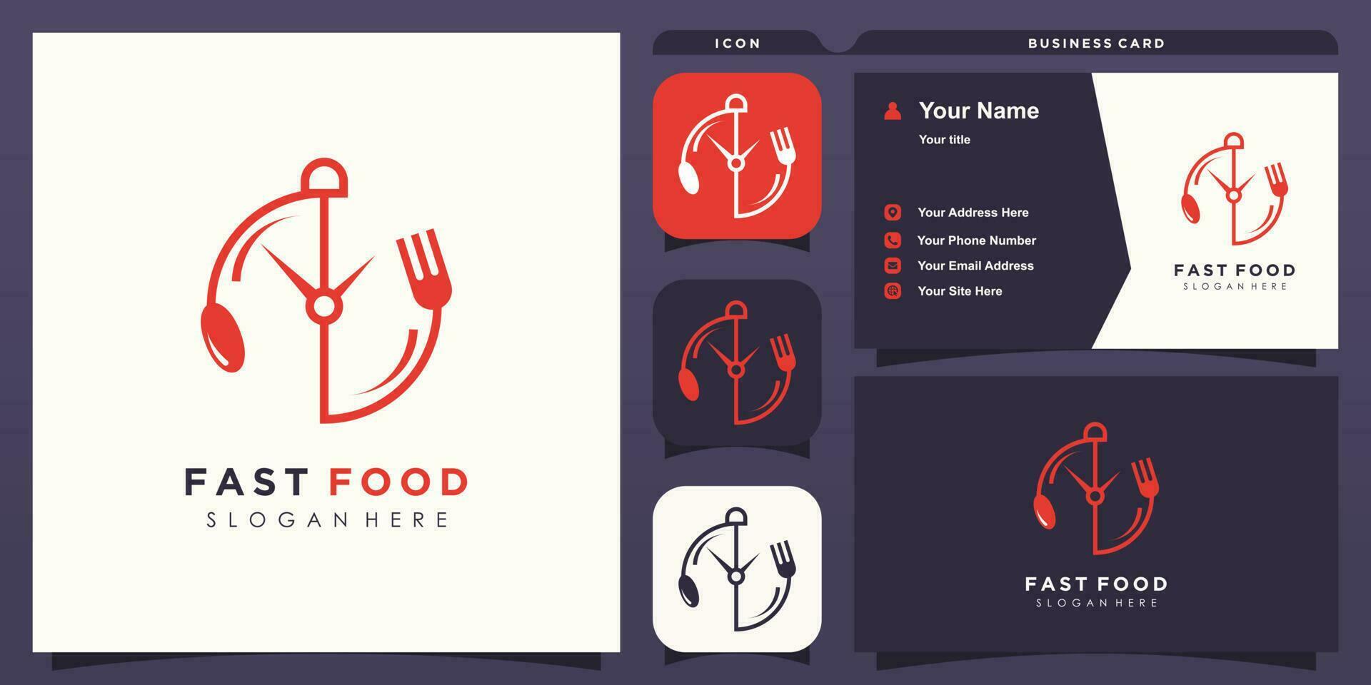 Fast food logo design with creative unique style premium vector