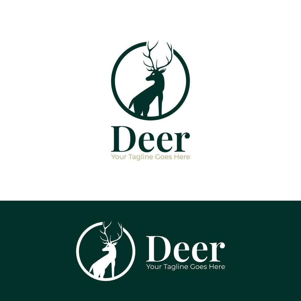 Deer Logo Vector Design Standing dashing, hunting Logo Design, Animal Logo, deer vector