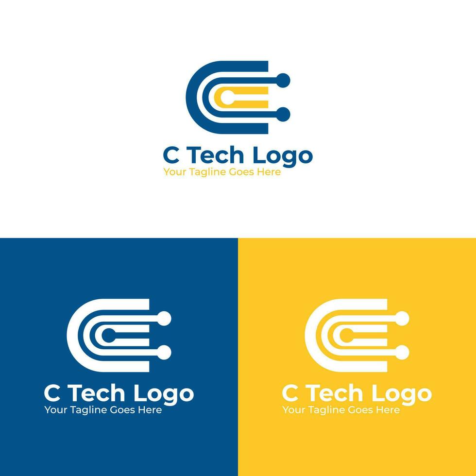 C Letter Graphic Vector Design Connecting The Dots Science Technology Logo