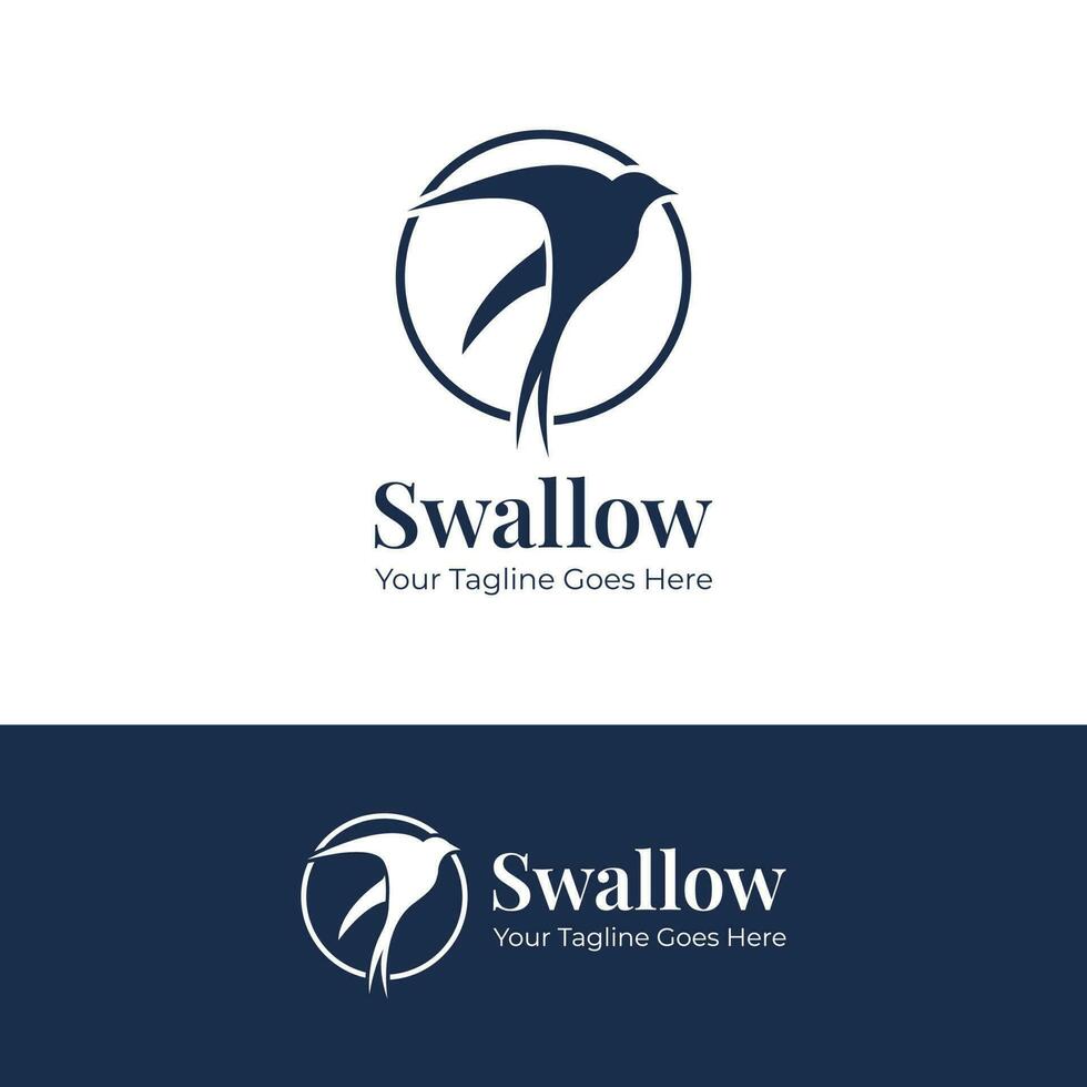 Swallow Bird Logo Vector Design with Circle style blue minimalist, Bird logo, Animal, Farm Logo