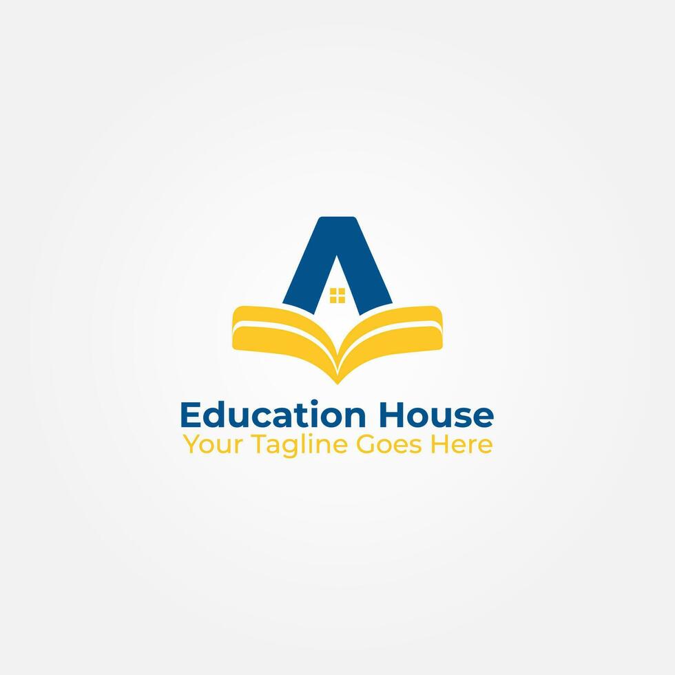 Education House Logo Vector Graphic Design with book accent, Learning House, Learning Logo