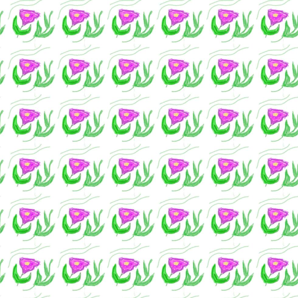 A pattern of purple flowers with a yellow heart on the bottom photo
