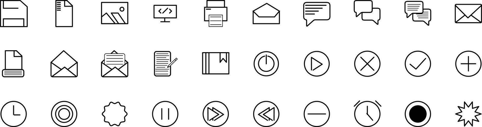 line icons, office icons, simple 30 icon design vector