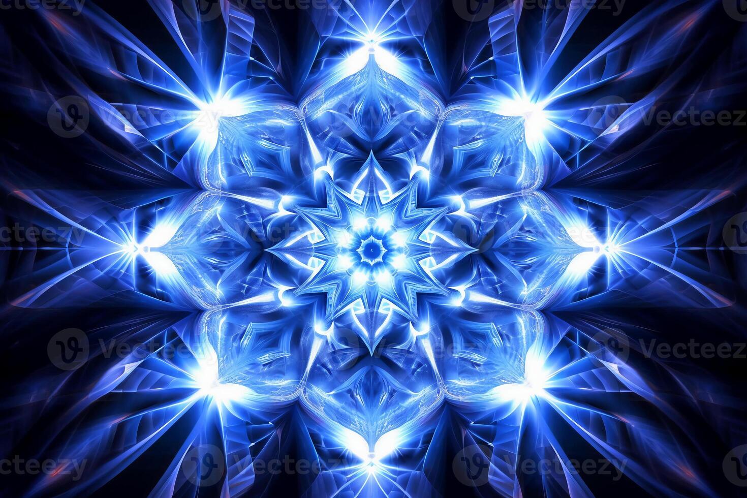 Lazer light fractals, blue and white. photo