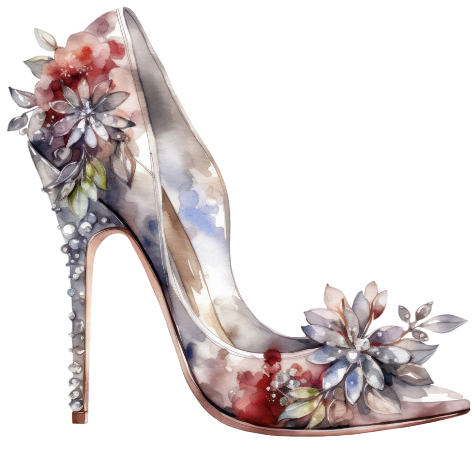 Crystal Heels Fashion watercolor t-shirt design, transparent background