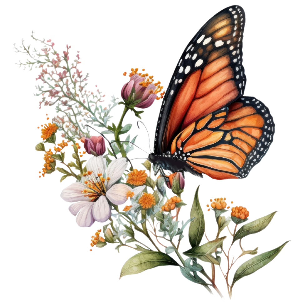 Monarch Butterfly Clipart Watercolor t-shirt design, transparent ...