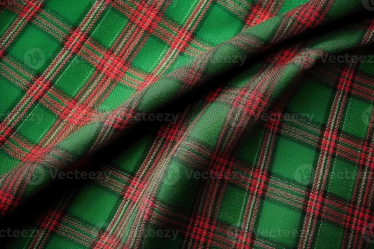 red fabric textile pattern, plaid background, linen cotton. photo