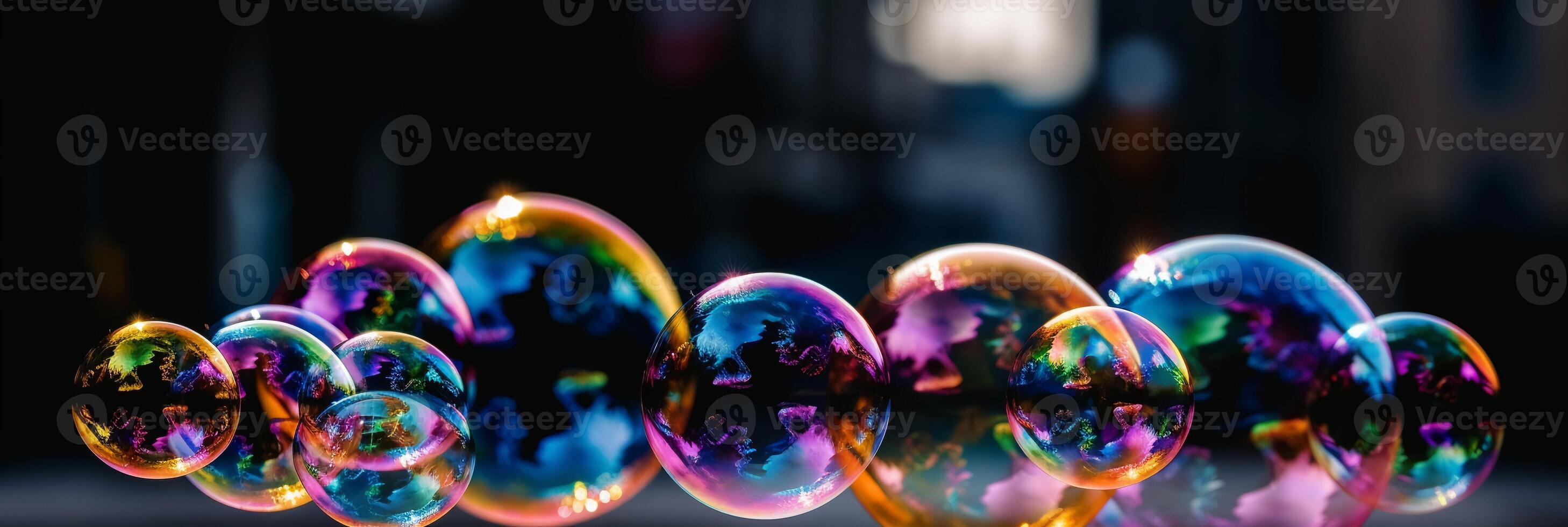 Giant bubbles blurred background. photo