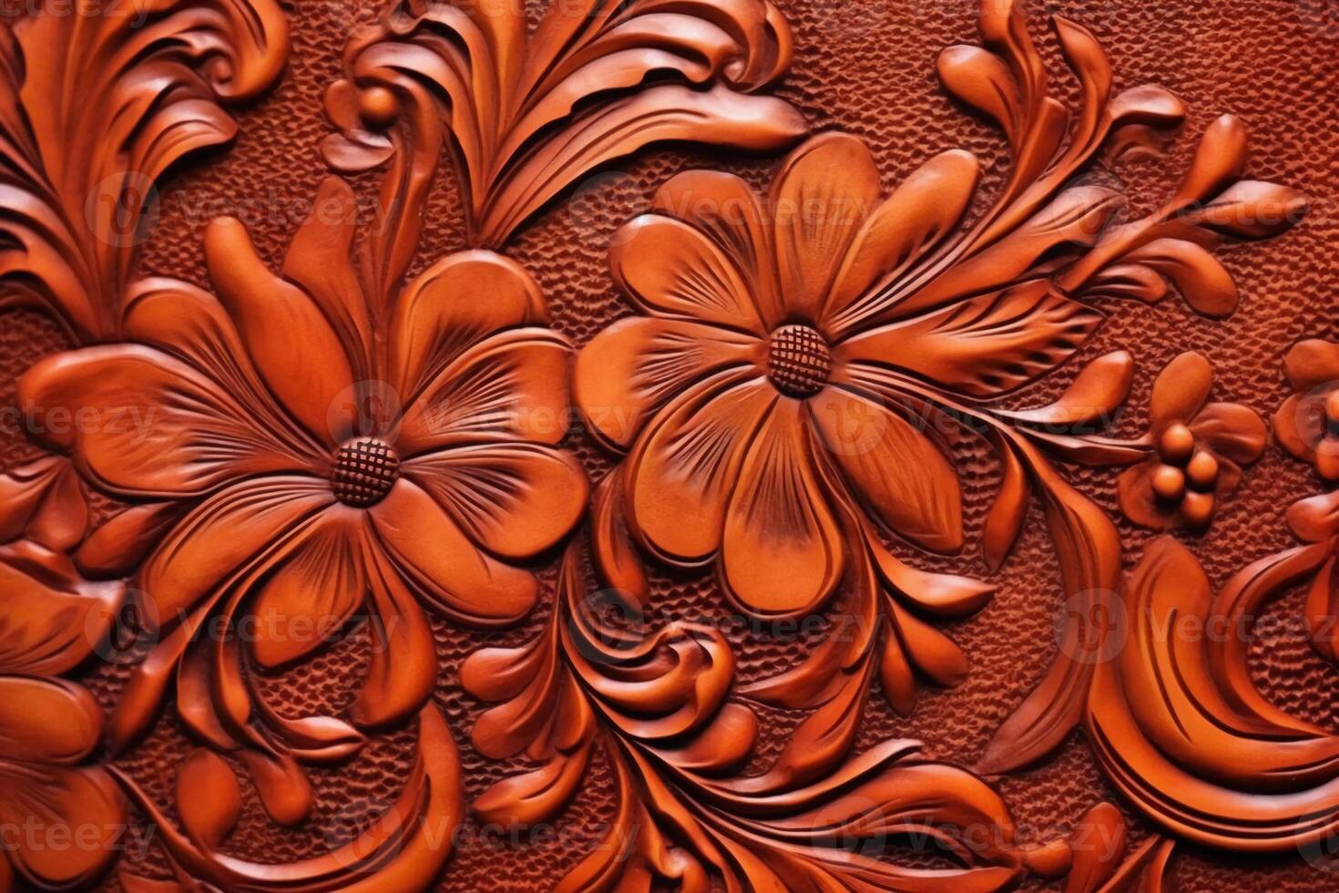 tooled-leather-flower-pattern-background-ai-generative-24172867-stock