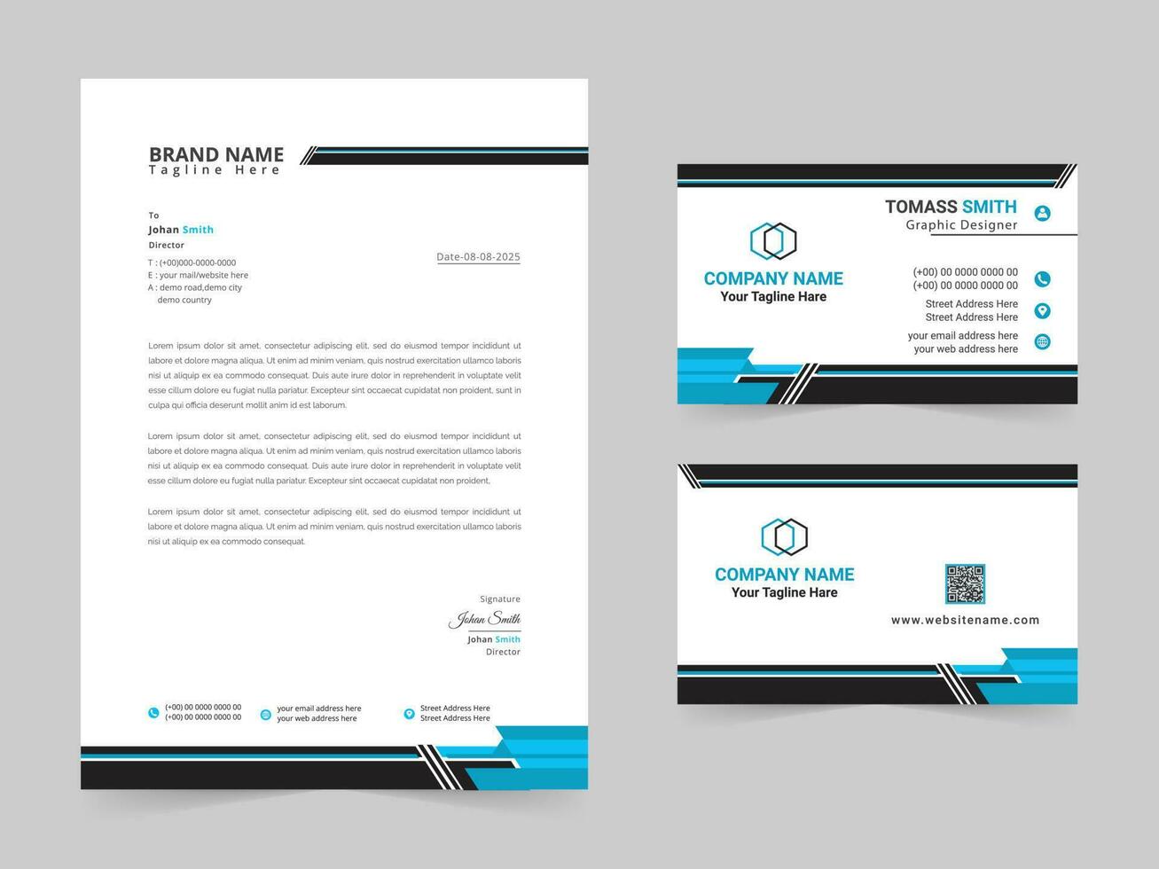 Professional corporate letterhead and modern business card vector template design For Your Business