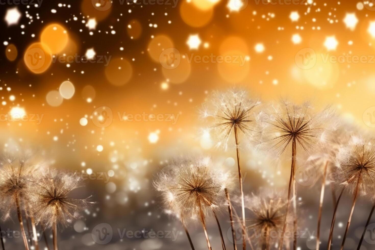 Gold and silver Fireworks and bokeh in New Year eve and copy space. Abstract background holiday. photo