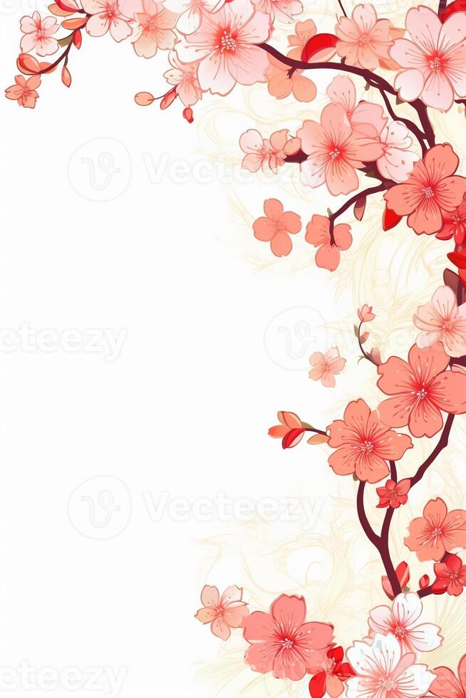 Copy space of Clipart of sakura blossoms. photo