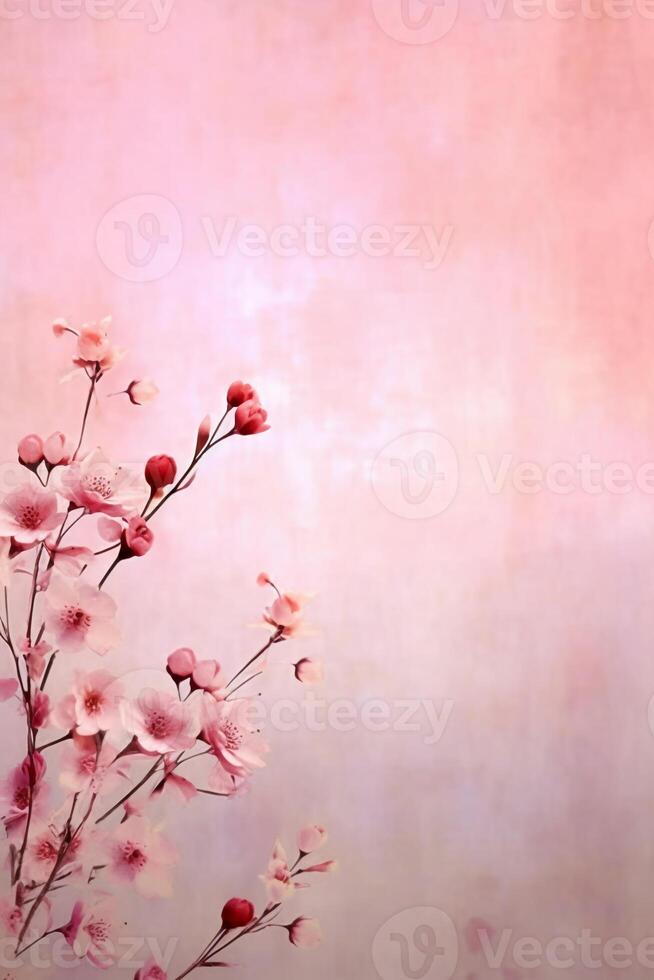 light pink background paper texture tiny petal flower painting in watercolor style. AI generative photo