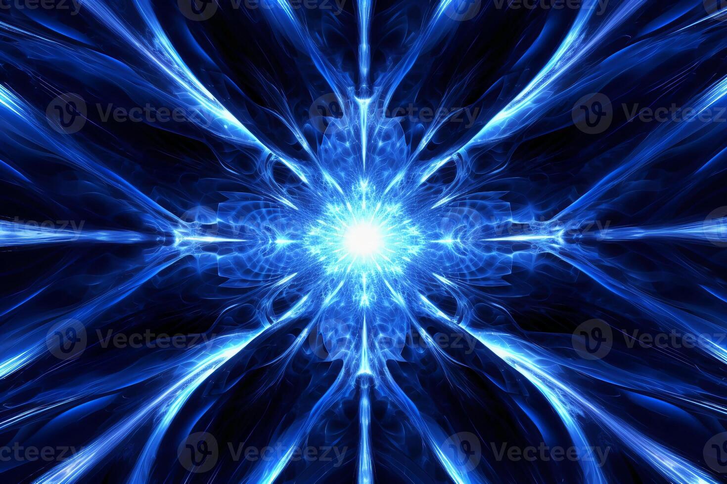 Lazer light fractals, blue and white. photo