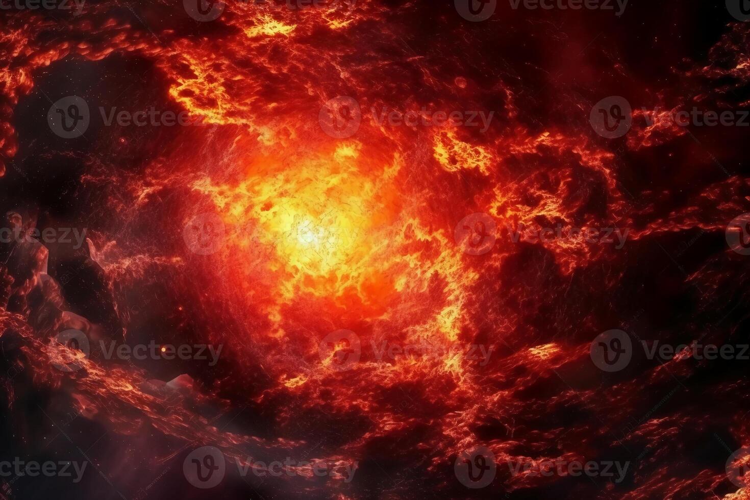 Abstract fancy red orange fire, sun light planet surface, grunge texture, fantasy galaxy background. photo