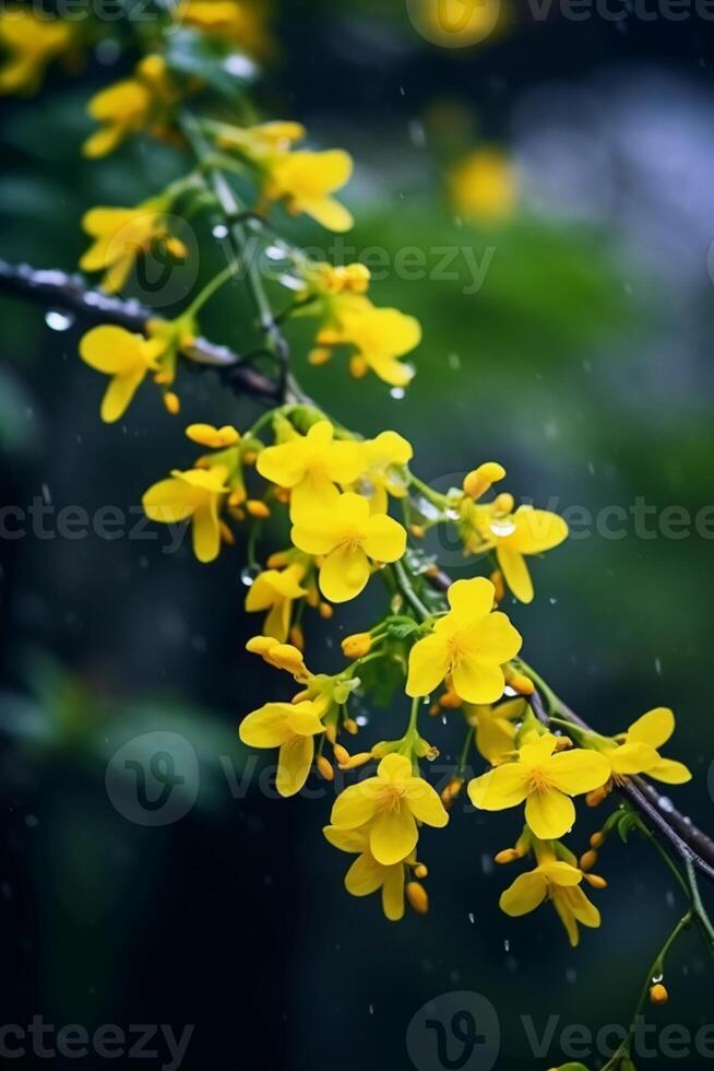 mist after rain, yellow Ditang flowers. photo