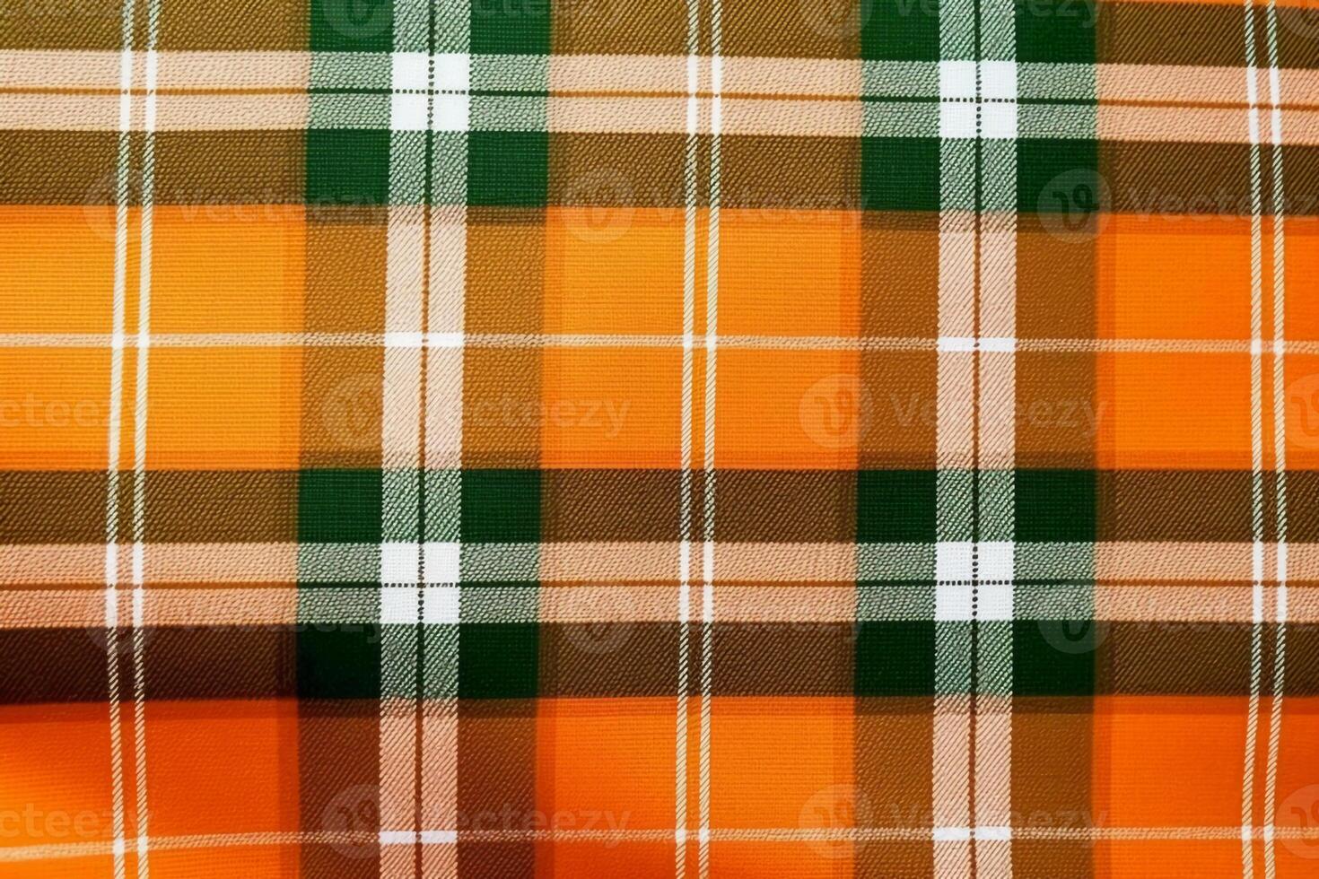 orange fabric textile pattern, plaid background, linen cotton. photo