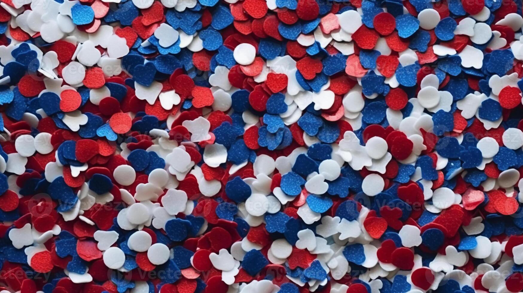 Festive red white and blue 4th July party celebration confetti background. photo