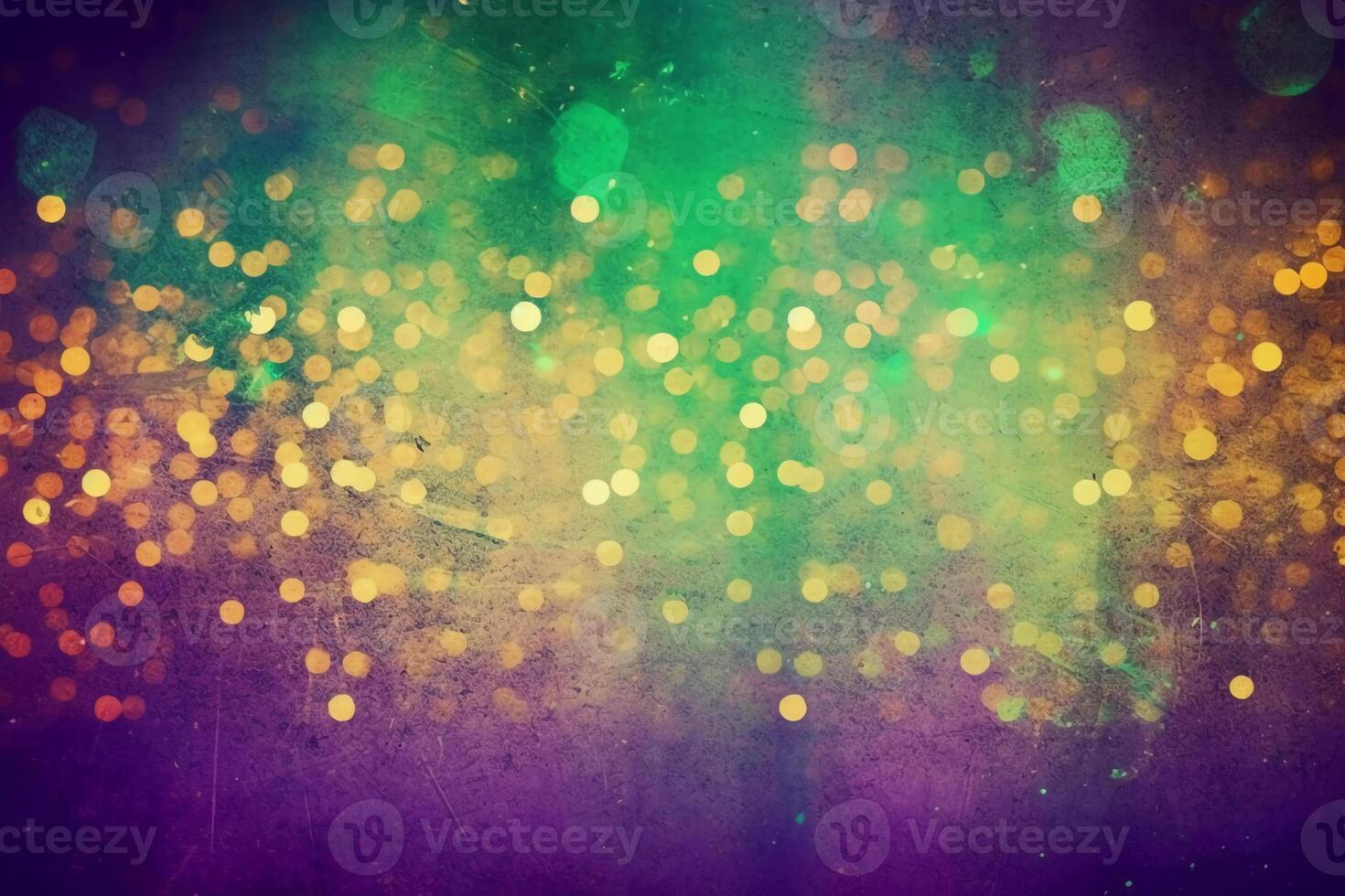 fancy bokeh light, grunge texture, vintage style background, green purple yellow gradient. photo